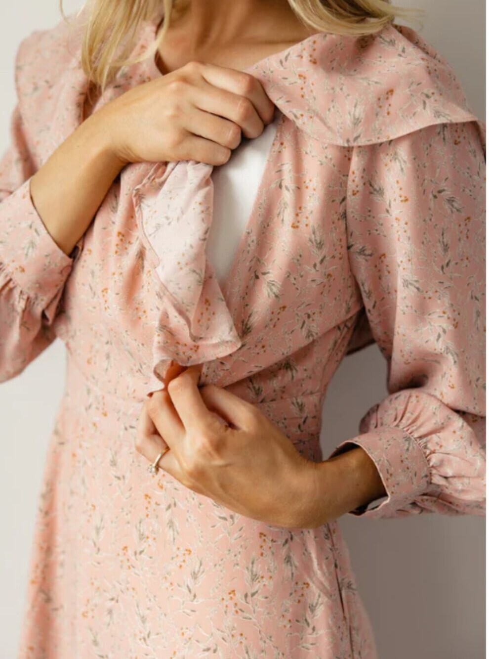 NWT Roolee True Love's Kiss Blush Pink Floral Nursing Mom Ruffle Maxi Dress - Picture 2 of 16